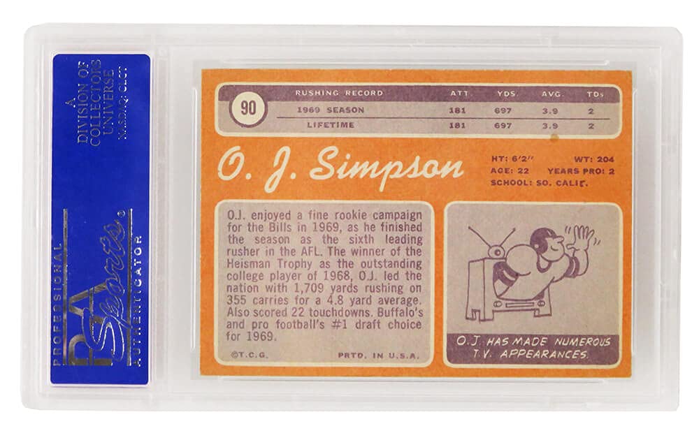 Amazon.com: O.J. Simpson (Bills) 1970 Topps Football RC Rookie